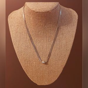 Silpada Italy “Thoreau” 925 SS 3 Strand Necklace with Delicate Single Bead.